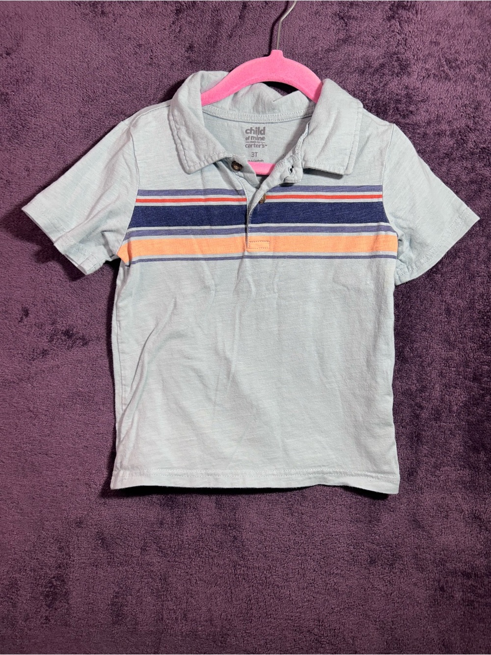 Child of Mine Light Blue Striped Polo Shirt - Boys